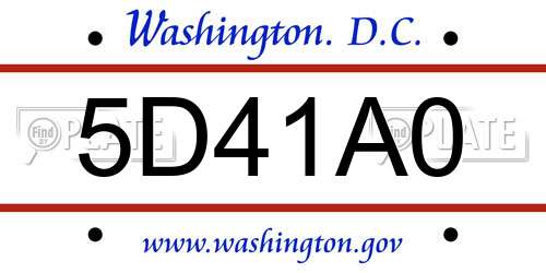5D41A0 District Of Columbia License Plate