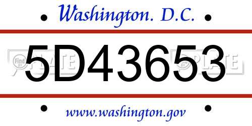 5D43653 District Of Columbia License Plate