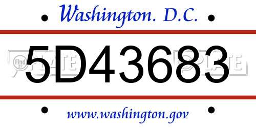 5D43683 District Of Columbia License Plate