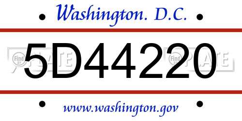 5D44220 District Of Columbia License Plate