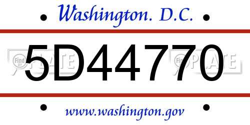5D44770 District Of Columbia License Plate