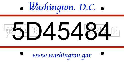 5D45484 District Of Columbia License Plate