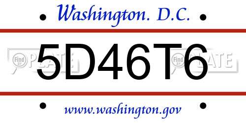 5D46T6 District Of Columbia License Plate