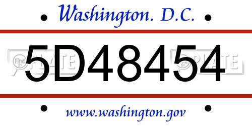 5D48454 District Of Columbia License Plate