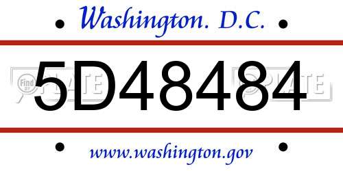 5D48484 District Of Columbia License Plate