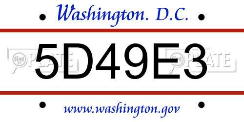 5D49E3 District Of Columbia License Plate