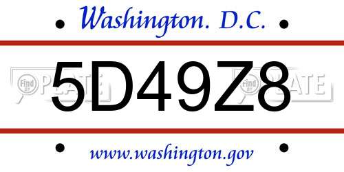 5D49Z8 District Of Columbia License Plate