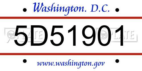5D51901 District Of Columbia License Plate