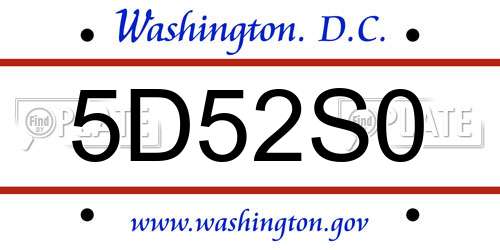 5D52S0 District Of Columbia License Plate