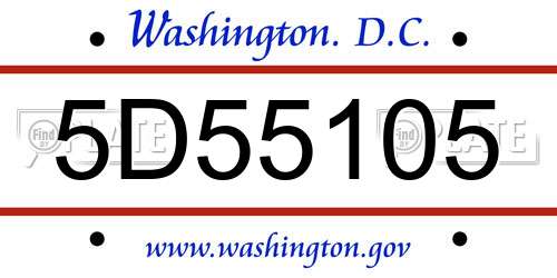 5D55105 District Of Columbia License Plate