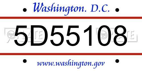 5D55108 District Of Columbia License Plate