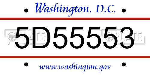 5D55553 District Of Columbia License Plate