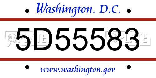 5D55583 District Of Columbia License Plate