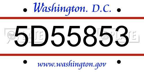 5D55853 District Of Columbia License Plate
