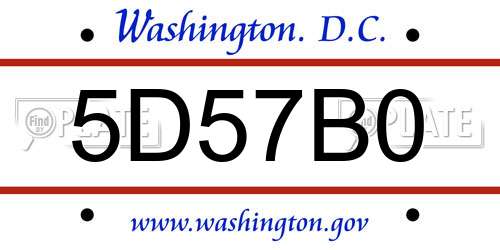 5D57B0 District Of Columbia License Plate