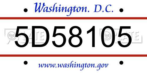 5D58105 District Of Columbia License Plate