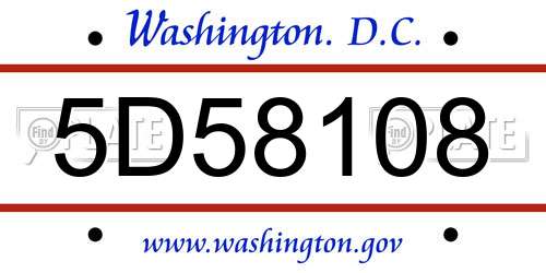 5D58108 District Of Columbia License Plate