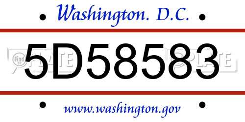 5D58583 District Of Columbia License Plate