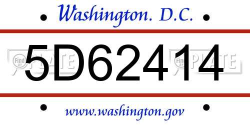 5D62414 District Of Columbia License Plate