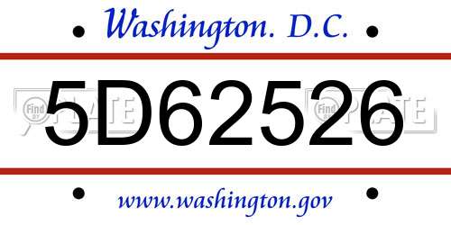 5D62526 District Of Columbia License Plate