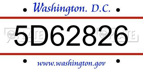 5D62826 District Of Columbia License Plate