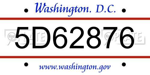 5D62876 District Of Columbia License Plate