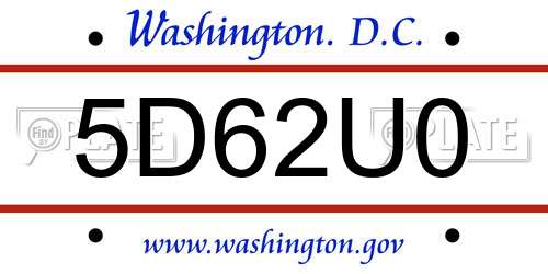 5D62U0 District Of Columbia License Plate