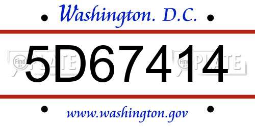 5D67414 District Of Columbia License Plate
