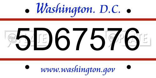 5D67576 District Of Columbia License Plate