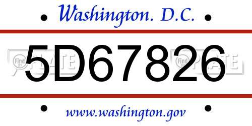 5D67826 District Of Columbia License Plate