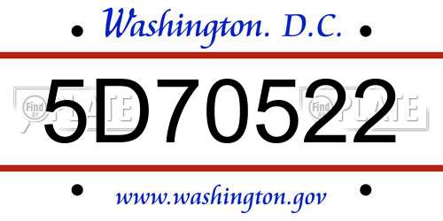 5D70522 District Of Columbia License Plate