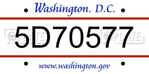 5D70577 District Of Columbia License Plate