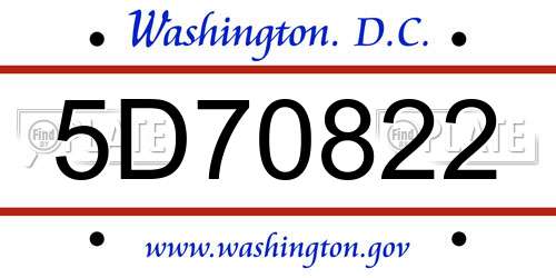 5D70822 District Of Columbia License Plate