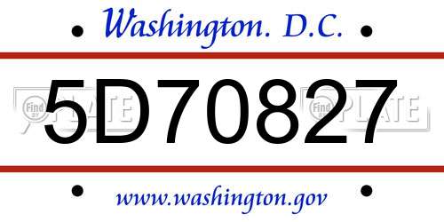 5D70827 District Of Columbia License Plate