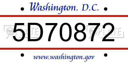 5D70872 District Of Columbia License Plate