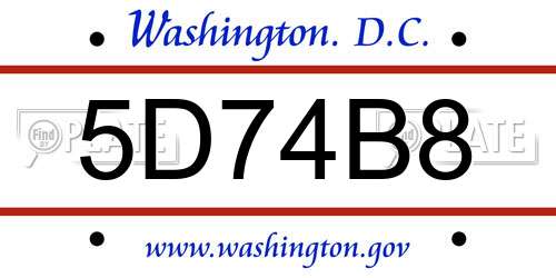 5D74B8 District Of Columbia License Plate