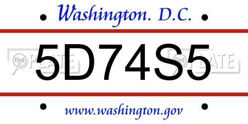 5D74S5 District Of Columbia License Plate