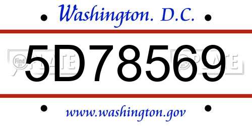5D78569 District Of Columbia License Plate