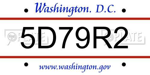 5D79R2 District Of Columbia License Plate
