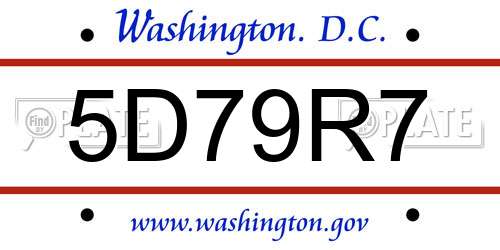 5D79R7 District Of Columbia License Plate