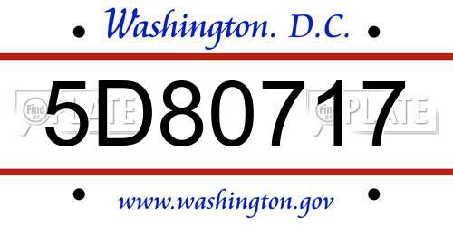 5D80717 District Of Columbia License Plate