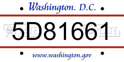 5D81661 District Of Columbia License Plate