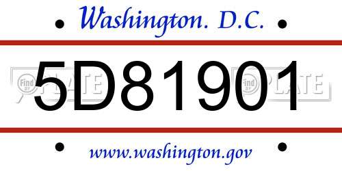 5D81901 District Of Columbia License Plate