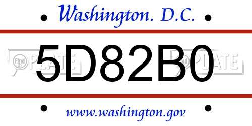 5D82B0 District Of Columbia License Plate