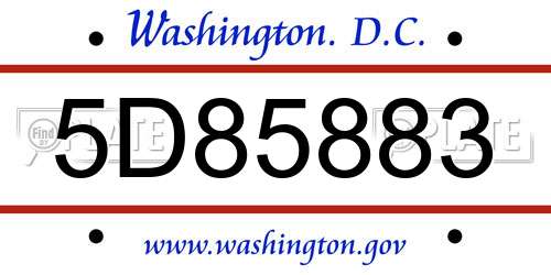 5D85883 District Of Columbia License Plate