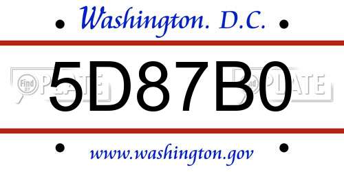 5D87B0 District Of Columbia License Plate