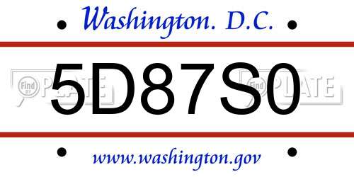 5D87S0 District Of Columbia License Plate