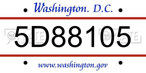 5D88105 District Of Columbia License Plate