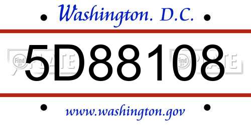 5D88108 District Of Columbia License Plate