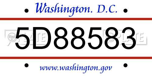 5D88583 District Of Columbia License Plate